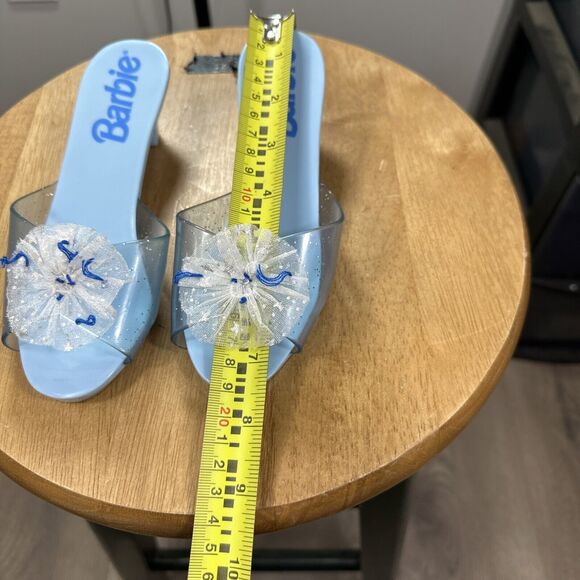 Vintage Barbie Clear Glitter Dress Up Shoes Play Heels Blue 1996 Youth Size - Picture 5 of 5